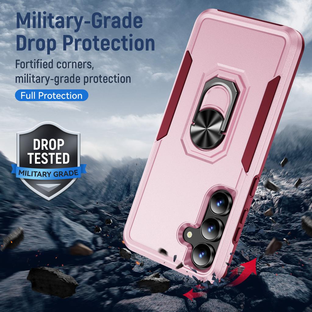 For Samsung Galaxy S25 FE Case Military Grade Ring Kickstand PC+TPU Phone Cover