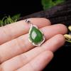 925 Sterling Silver Hetian Jade Water Drop Pendant Necklace with Certificate Jasper Style
