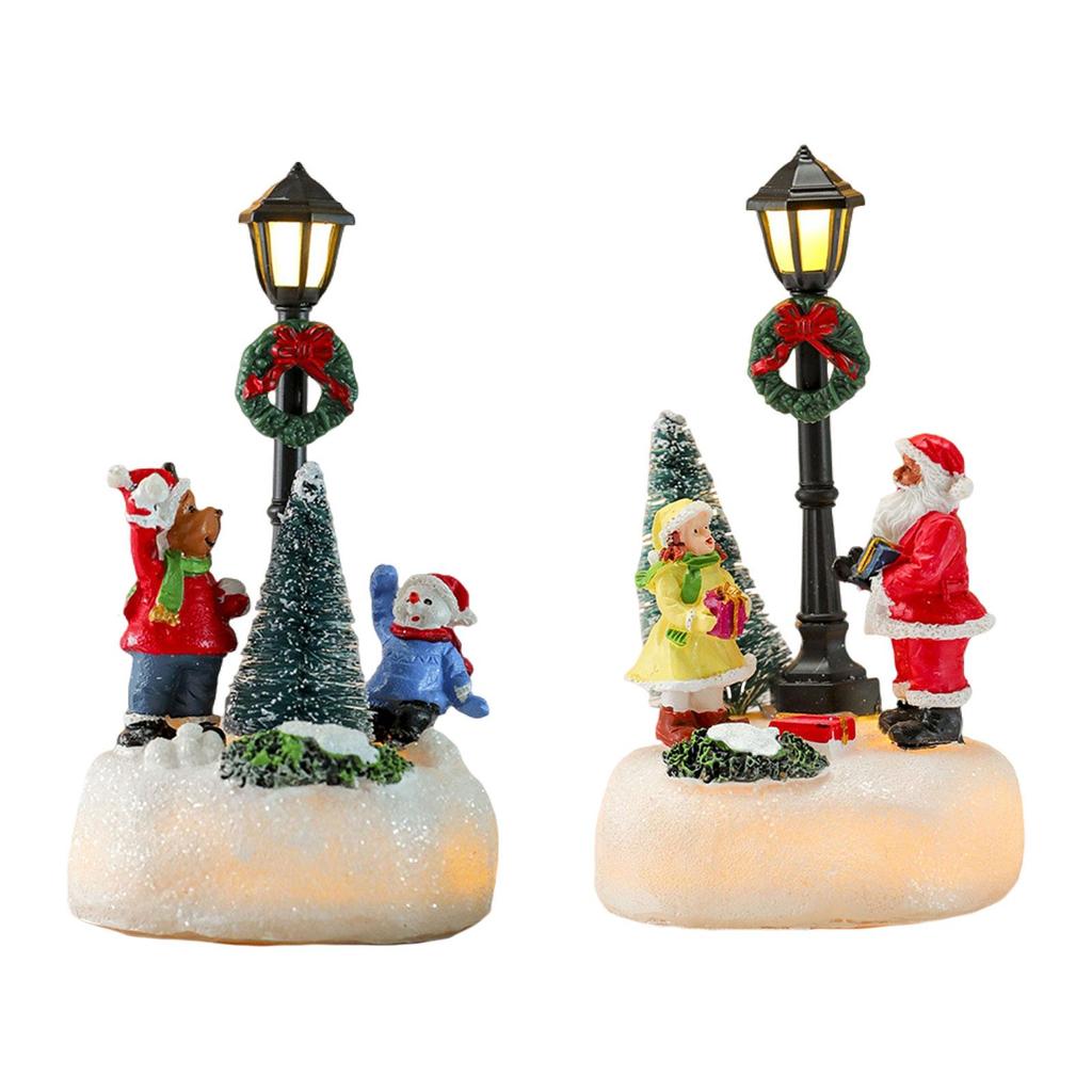 Christmas Village Scene Street Lamps Figurine,Table Centerpiece,Collectible,Christmas Decorations Xmas Ornaments Decorative