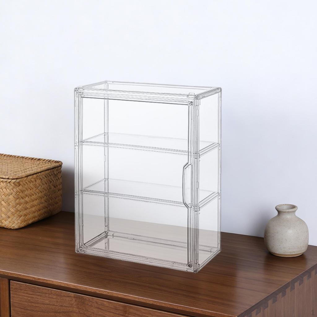 Clear Display Case Shelf Storage Cabinet Stand for Model Car, Miniature Figurines, Dolls