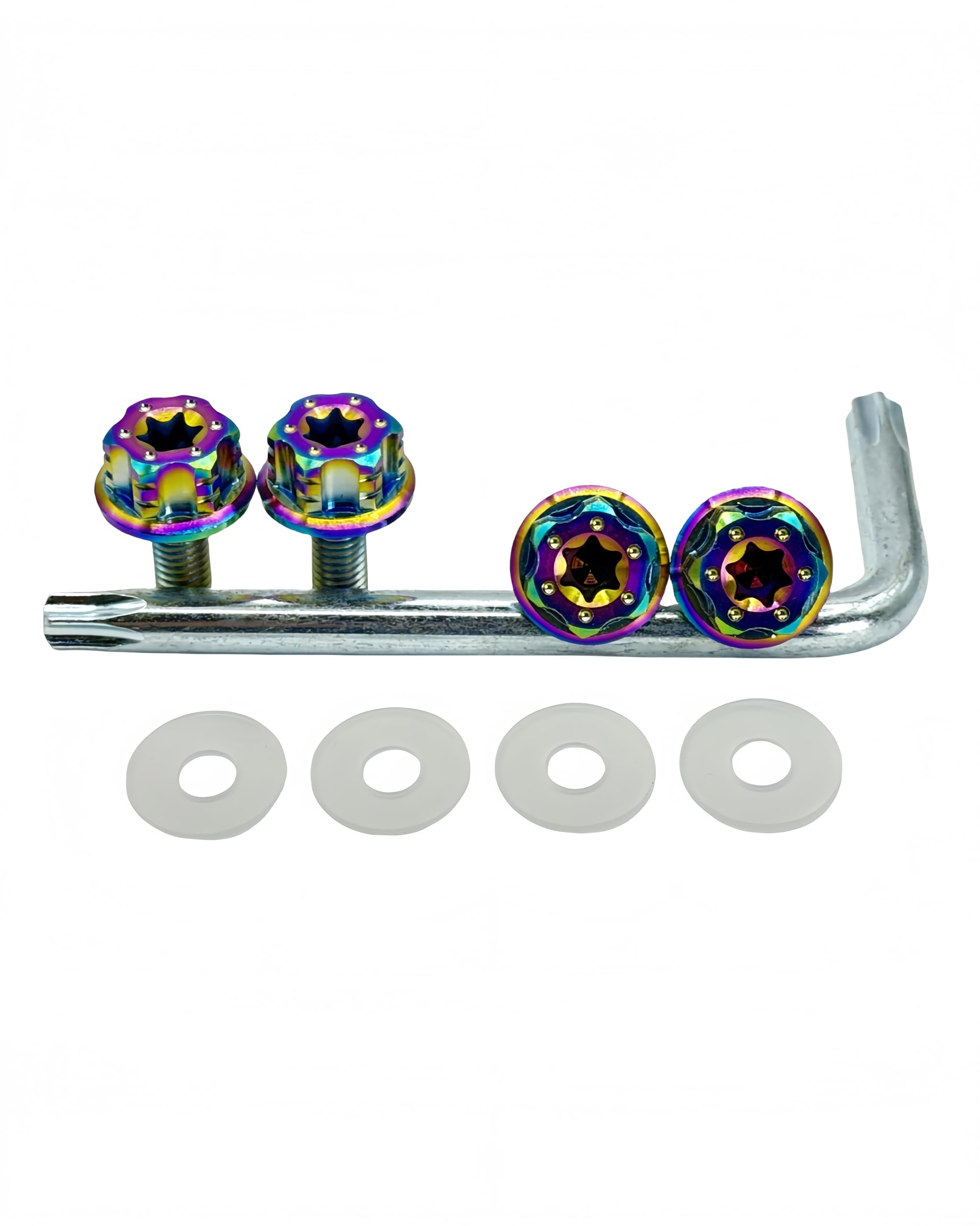 

Kuroobaa Titanium Car License Plate Bolts Anti-Theft Screws with L Wrench M6*15mm Set of 4 (Rainbow)
