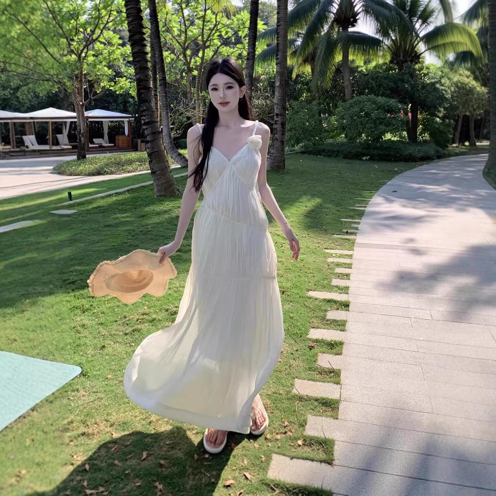 Source Sexy Backless Neck Skirt Women's Summer New French Temperament Super Fairy Seaside Vacation Dress