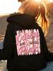 Unisex Fall Autumn In October We Wear Pink Brush Stroke Ribbon Heart Star Graphic Hoodie Hooded Sweatshirt Print Casual Top for D