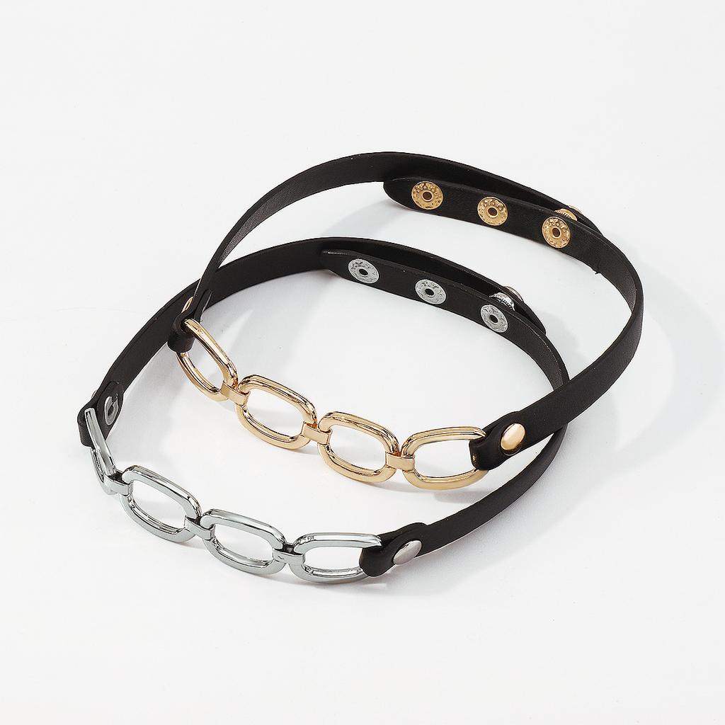 Women European Trend Choker Exaggerated Leather Chain Splice Necklace Harajuku Punk Bracelet For Women