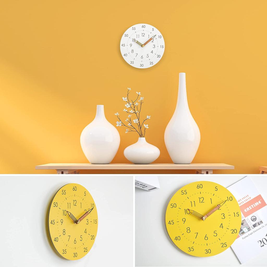 IFEND Zegar Ścienny na Stół Edukacyjny Ciągła Sekunda Duże Cyfry Arabskie 30cm Stylowy Ścienny Zawiera 1 dla Uczniów Dzieci, Zegar, Zegar, Cichy, Wskazówka,