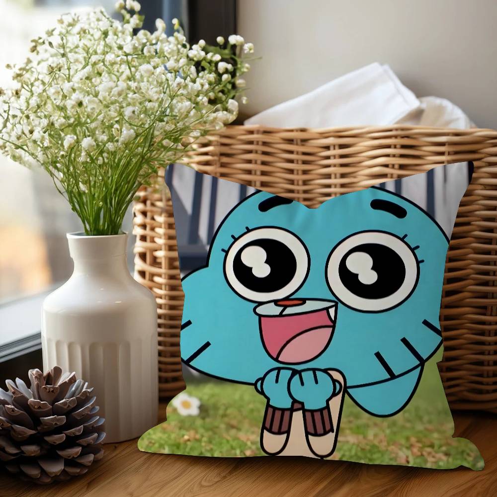 

G-GumballS W-World A-Amazing Pillow Cover Sofa Cushion Cover Home Room Decoration Children Gift 16x16Inch
