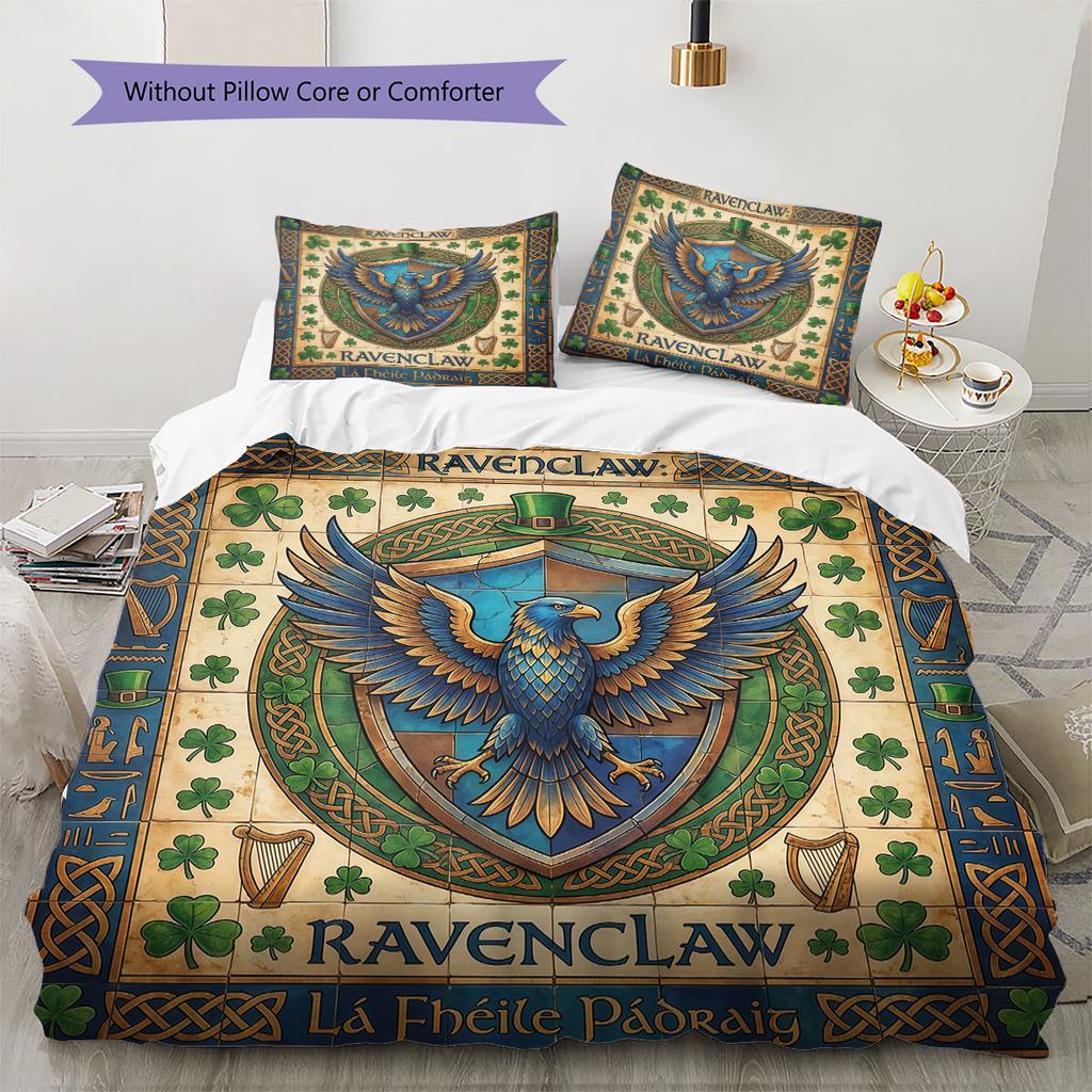 Mural Academy Emblem Pattern Bedding Quilt Set Quilt Cover Pillowcase Home Decoration Birthday Gift (1 * duvet cover + 2 * pillowcase, without core)