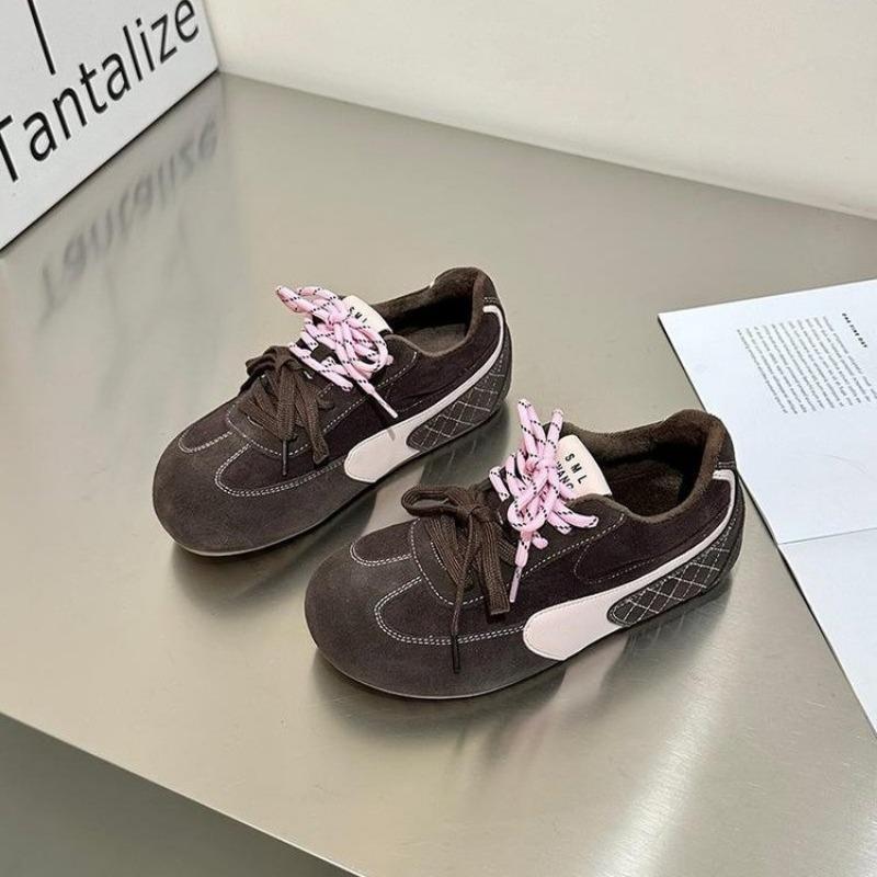 Niche flat bottom color matching women's winter new fashion versatile velvet warm casual