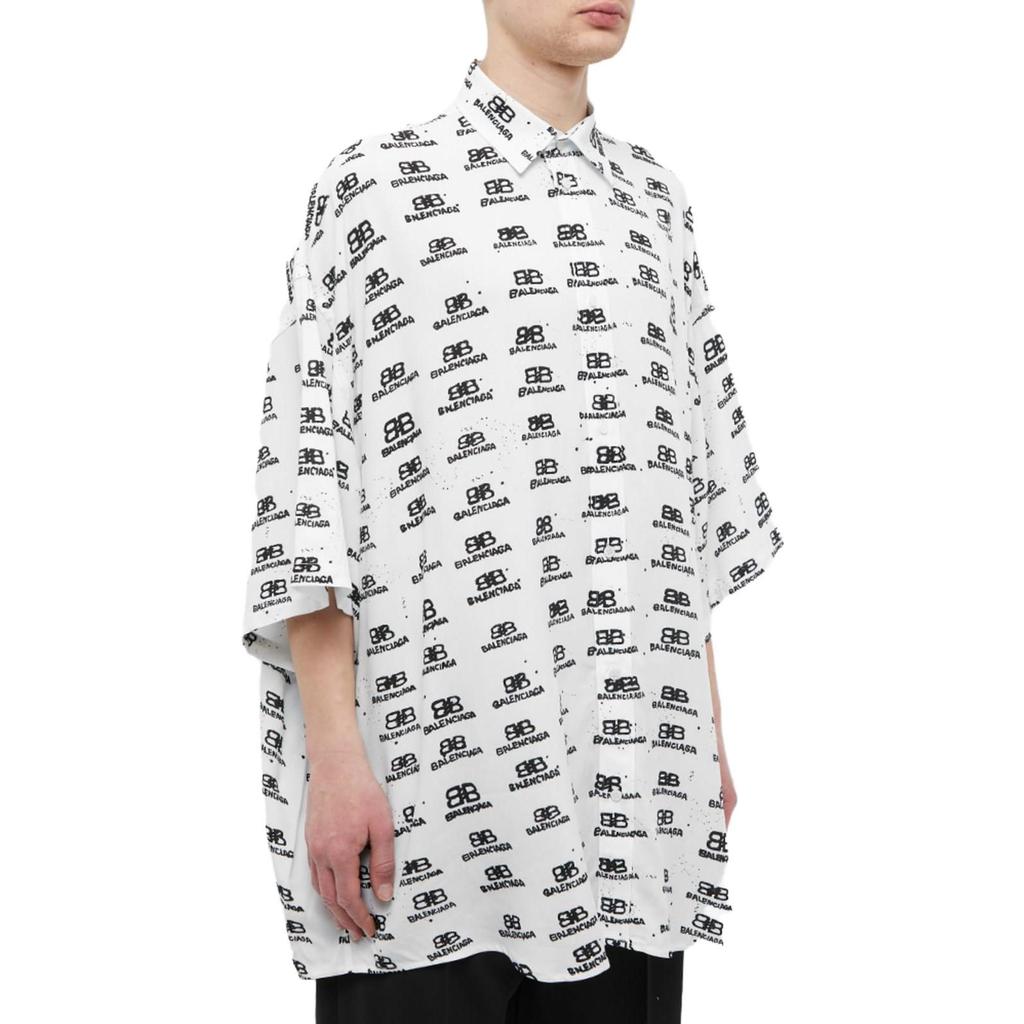 Balenciaga Hand Drawn Bb Icon Oversize Viscose Shirt 725382TNL889040