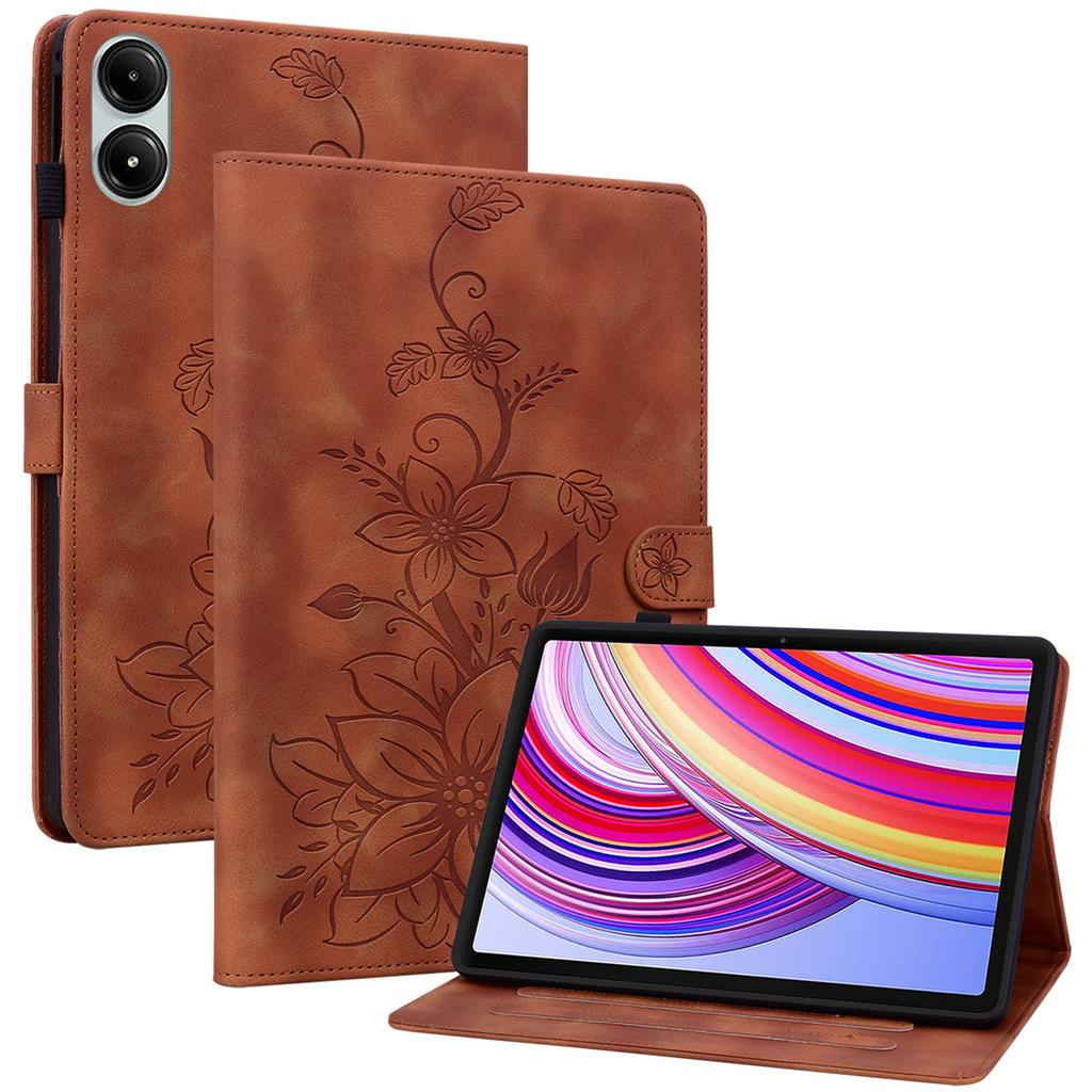 For Xiaomi Redmi Pad Pro/Redmi Pad Pro 5G/Poco Pad Shockproof Case Lily Flower Imprint Leather Tablet Cover