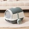Enclosed Plastic Litter Box Extra Large Odor Resistant Easy Cleaning Covered Kitty Litter Box with Scoop for Indoor Cats