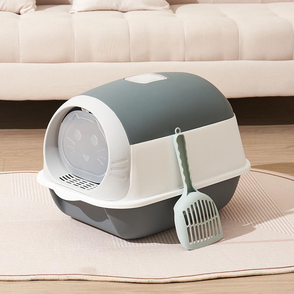 Enclosed Plastic Litter Box Extra Large Odor Resistant Easy Cleaning Covered Kitty Litter Box with Scoop for Indoor Cats
