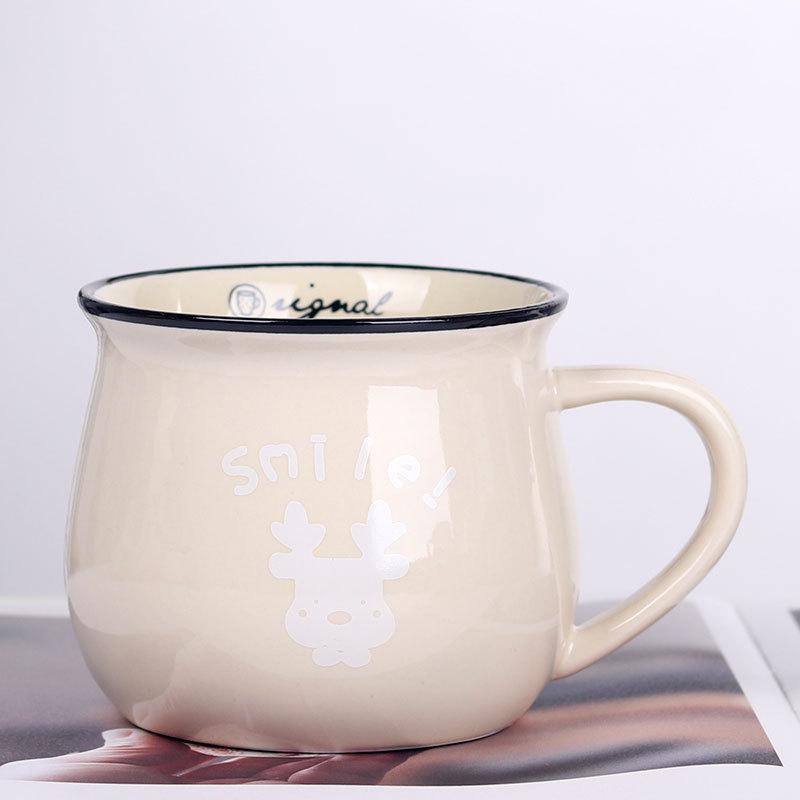 

Творческие японские керамические чашки, подарки, большая чашка для завтрака, чашка для молока и кофе, цветная глазурь Large белый