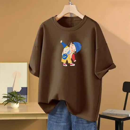 American Retro Cartoon Oversized T-Shirt - Women's Summer Loose-Fit Short Sleeve Top