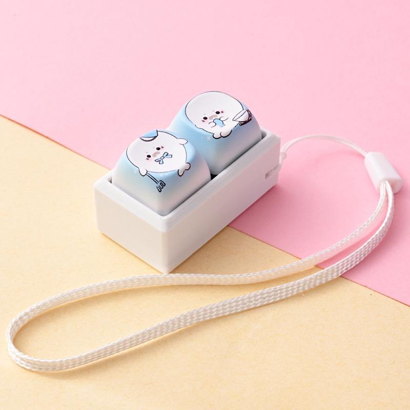 Cute Cartoon Fidget Keycap Keychains Adorable Animal Patterns For Bag Decor Office Stress Relief