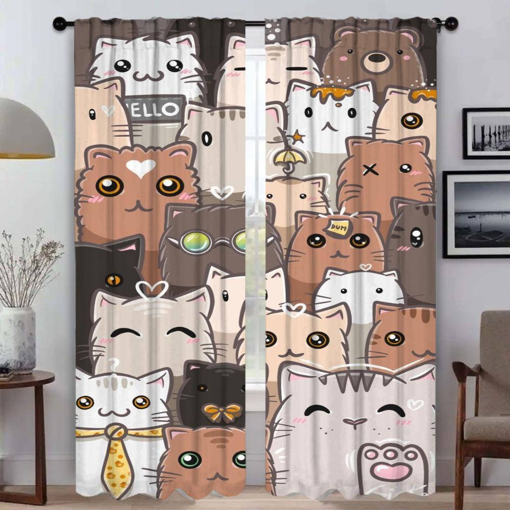 

Милые иллюстрации затемняющие шторы для гостиной, оконные шторы, тюль для перегородки, шторы для спальни, 2 шт., кухня W50xH70cmx2pcs-CL