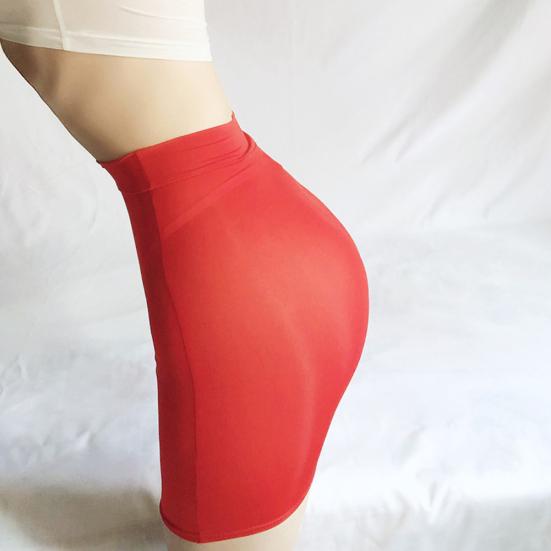Erotické ženy jednobarevné průhledné elastické mini bodycon sukně
