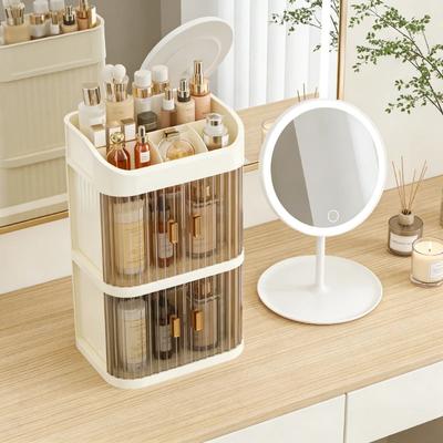 Space-Saving Corner Makeup Organizer with Drawers, Large Capacity Cosmetic Storage Box for Skincare, Makeup & Beauty Tools