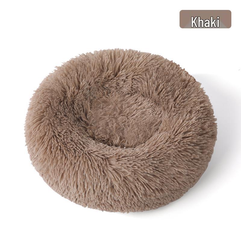 Round Plush Winter Pet Bed: Removable, Warm Cat & Dog Nest Cushion