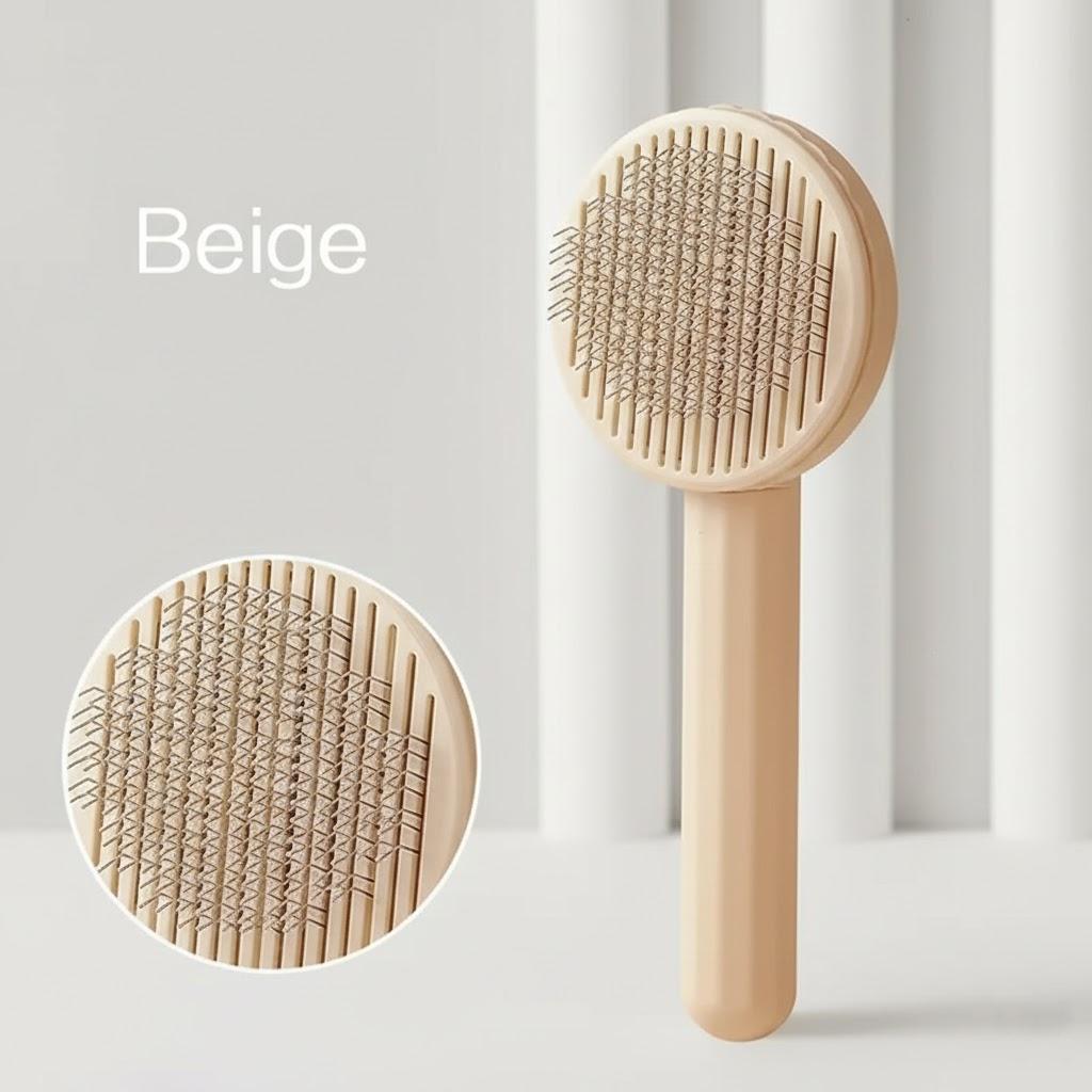 

Pet Comb - De-shedding & Self-Cleaning Needle Comb for Cats Dogs Massage Wire Comb for Hair Removal бежевий