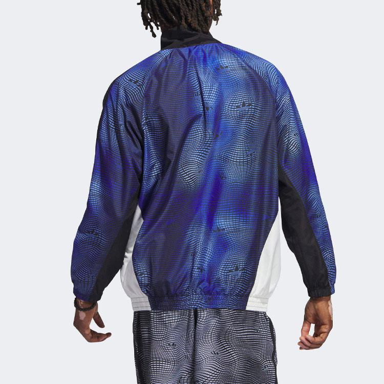 Adidas Originals Patterned Stand Collar Long Sleeve Jacket Men Jacket Blue Black IL2334