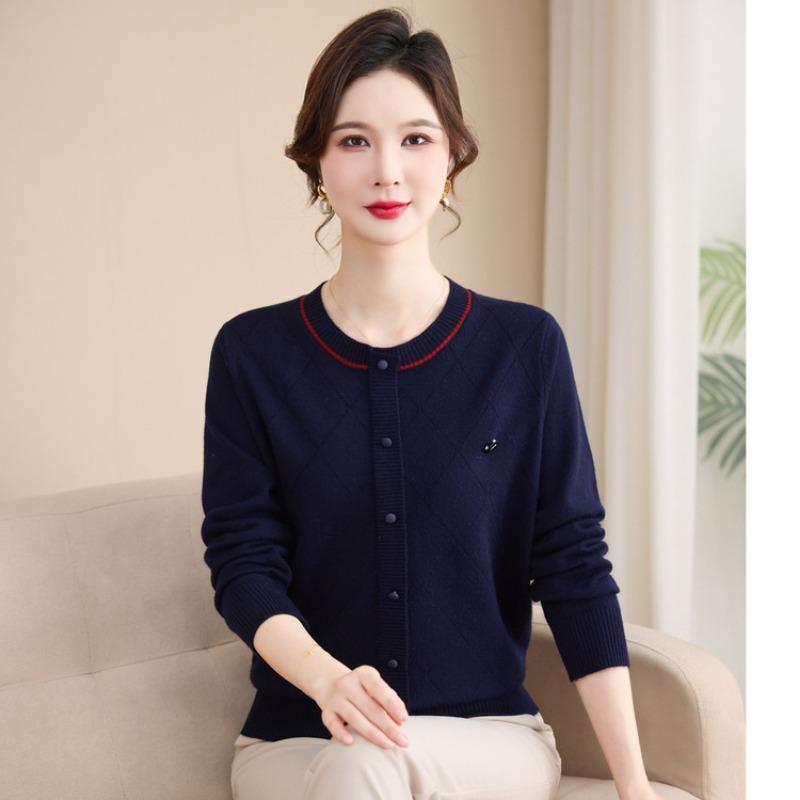 Middle-aged and elderly sweater fashion women's clothing spring mother clothing women's knitted sweater women's high elastic age 0 years old