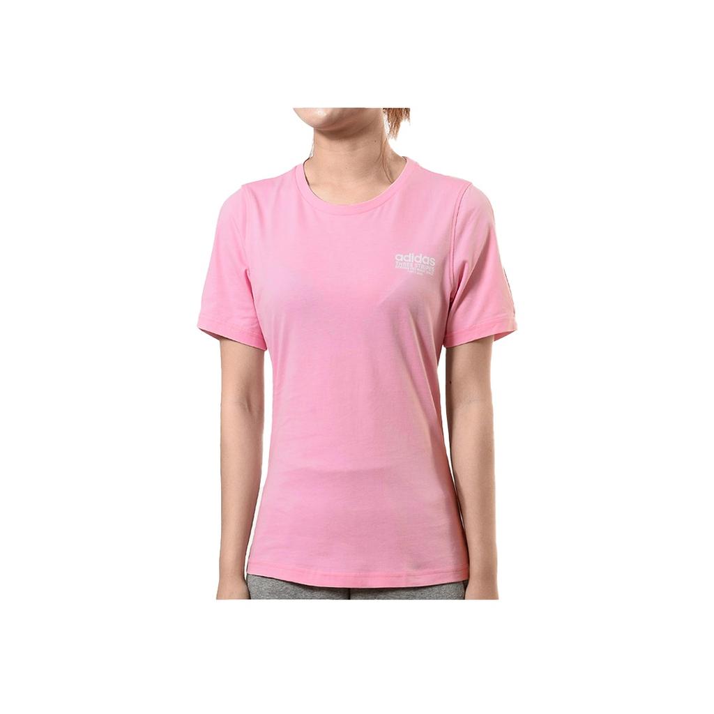 Adidas Casual Sports Training Crew Neck T-Shirt Women Tops Pink EA0330