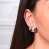 Unique Personality Light Luxury Copper Plated 18K Real Gold Inlaid With Diamonds Fashion Double Ring Earrings Exquisite Earrings