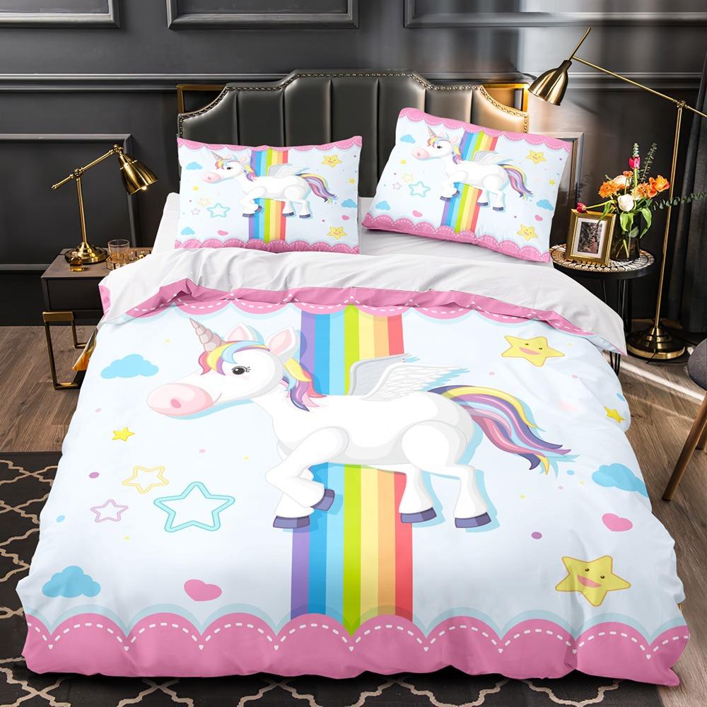 Magical Unicorn Bedding Sets Quilt Bed Cover Comforter Duvet Cover Pillow Case 2-3 Pieces Sets Kids Adult Bedroom Decoration