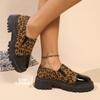 Large Size Spring and Autumn New Leopard Print Loafers Versatile Platform Small Leather Shoes Women