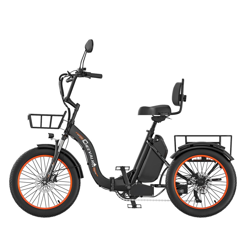 Cheevalry CF750 Freight Electric Tricycle 750W Motor 48V20AH Battery 20 Inch Freight Tires 130KG Load 25KM/H Speed Folding  E-Bike