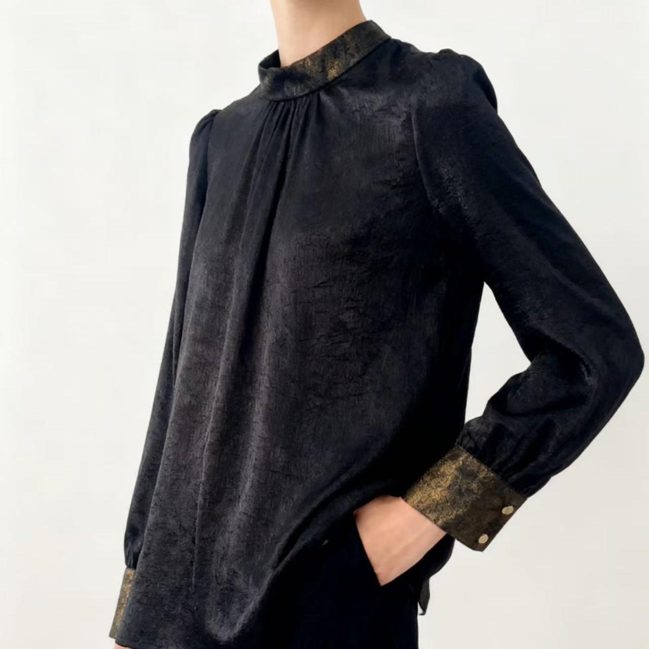 

S038 Trendy Slim-Fit Long-Sleeve Top for Spring & Autumn 3XL 138-148 lbs чорний