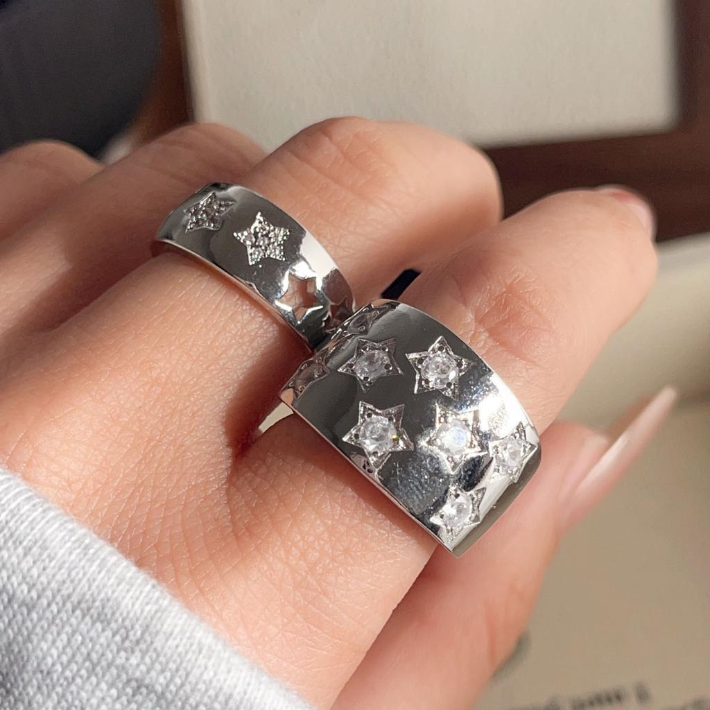 925 Sterling Silver Rings for Women Men Couple Minimalist Handmade Star Zircon Ring Party Jewelry Gift Prevent Allergy