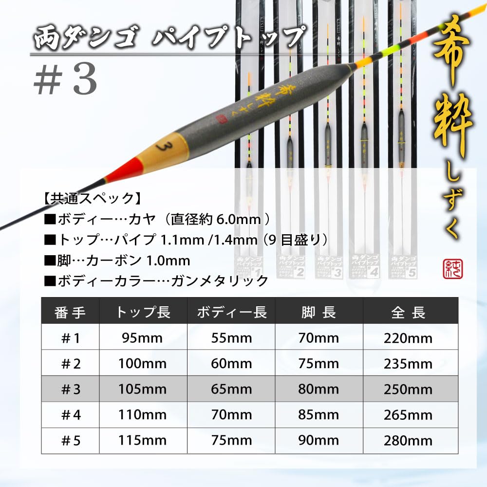 Gokuspe Hera Kisui Double Pipe Top Float, Shizuku, Dango, #3