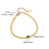 Flat Snake Chain Bracelets 18K Gold Plated 304 Stainless Steel & Rhinestone Women's Birthstone Stylish Gift Jewelry 16cm Long