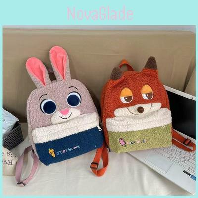 Cartoon Fox And Bunny Plush Backpack With Large Capacity For Kids And Students