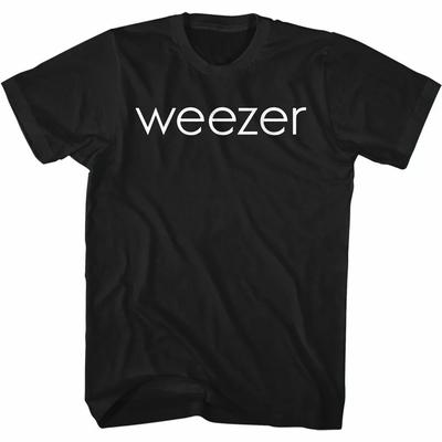 Camiseta blanca con el logotipo de Weezer en negro