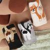 1/2Pair Cartoon Cute Dog/Cat Balls Cotton Socks Lolita Knitting Socks Women Girls Middle Tube Sleep Sock Pet Print Floor Sock