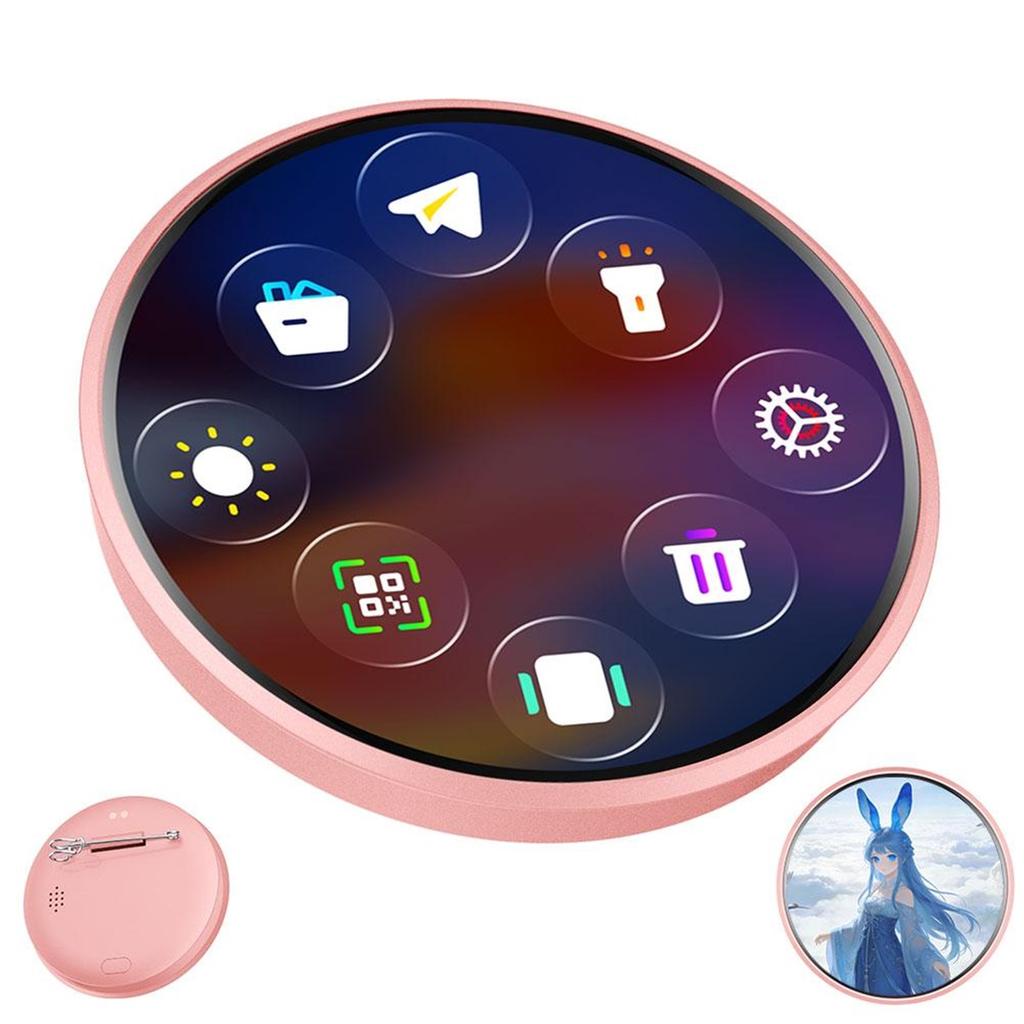 Dynamic Electronic Badge Anime Merchandise Digital Display Badge with Touch Control for Uploading Photos GIFs and Videos