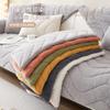 Nordische Patchwork Wellen Sofaüberzug Rutschfest Dickes Plüsch Sofa Kissenmatte für Wohnzimmer Ecksofa Heimdekoration