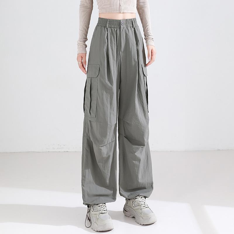 

Women s Black American-Style Cargo Jogger Pants - Fall 2025, Small Size, Cool Wide-Leg Design. 2XL серый/зелёный