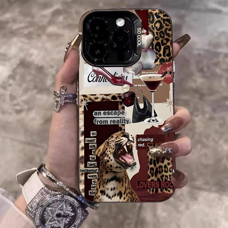Black Cat Leopard Print Electroplate Silver Phone Case For Xiaomi Mi 15 14 13 12 13T 14T Pro 11 Lite NE Poco X5 X6 M6 Pro Cover