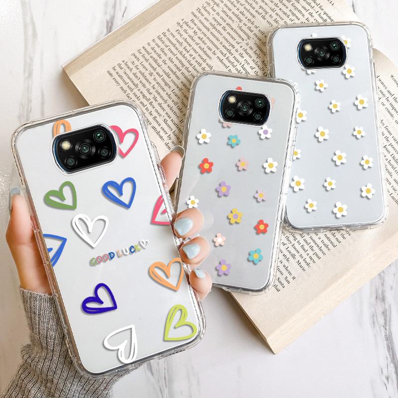 

Анти капля чехол для телефона для Xiaomi Redmi 9A 9C 8 Note 10 11 8 8T 9 Pro Poco X3 NFC F3 GT Mi 11 11T 12 Vivo V20 SE Прозрачный с цветком для женщин