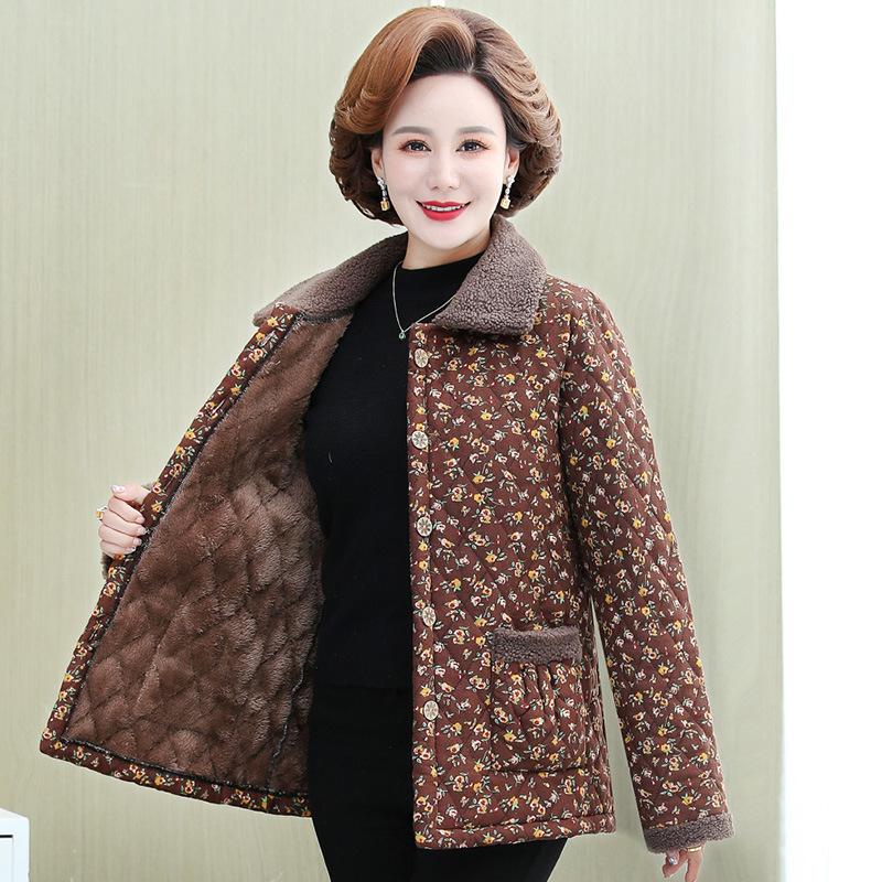 Ropa de invierno de algodón para madres, abrigo acolchado grueso y cálido de felpa, parkas informales para madres de mediana edad, chaqueta para abuelas mayores
