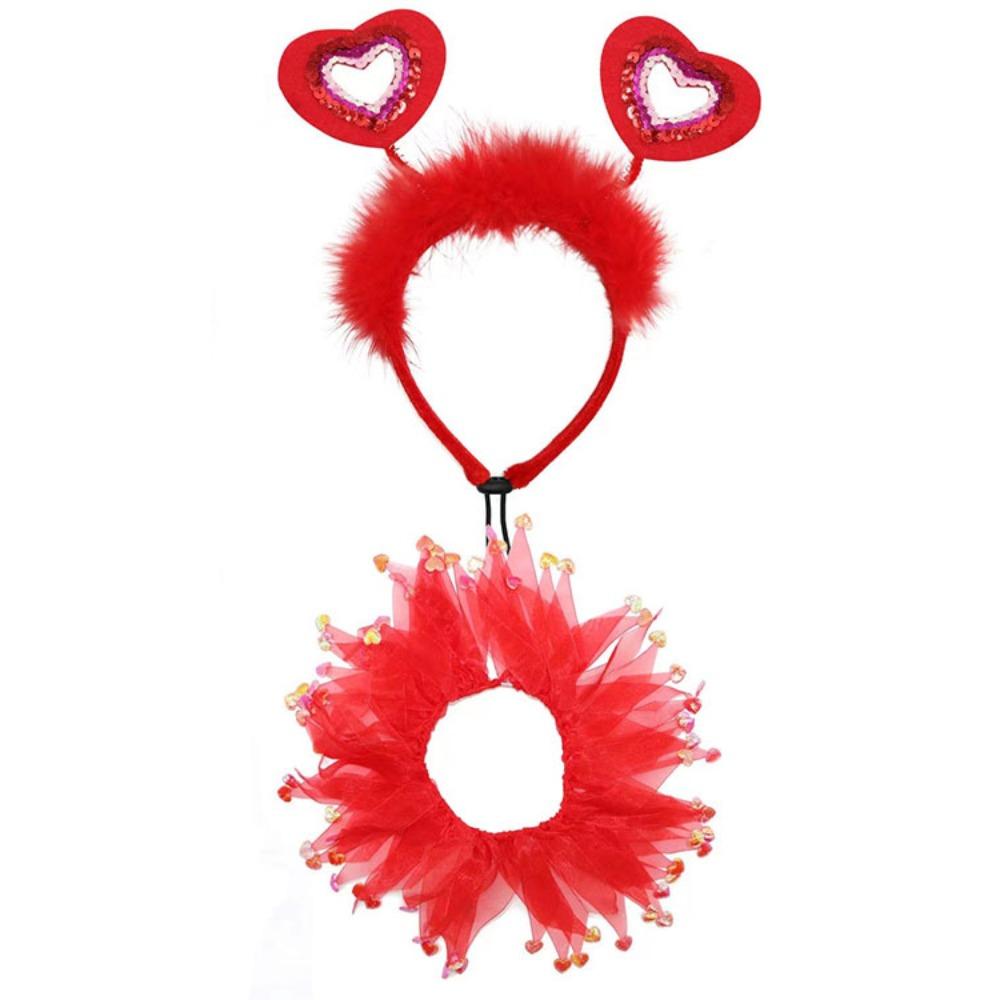 

2 шт. Красный Набор для украшения питомца на День святого Валентина Милый шарф для питомца Пушистая юбка для собаки Костюм Праздник красный