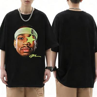 Vintage Graphic Iverson Big Head Short Sleeve TShirt 90s Rerto Streetwear Men Oversized Tee Casual Tops 2026 Hot Sale