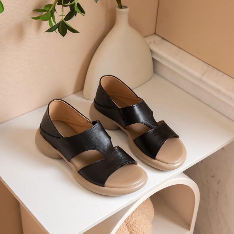 

Повседневные сандалии из коровьей кожи женские летние новые универсальные ленивые кожаные туфли на одной педали удобная летняя обувь 35 чёрный