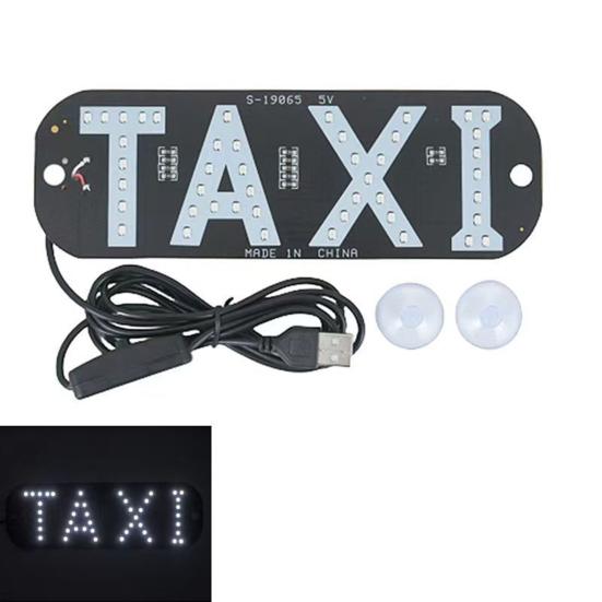 LED Indicator Light Waterproof Taxi Sign Lamp with USB Power Car Windshield Light Stickers for Ride-Hailing Cars Grab Taxi