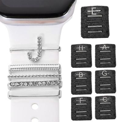 5Pcs/Set Watch Band Loop Multi-styles Polished Charm Alloy Rhinestone Fashion Letter Watch Strap Fastener