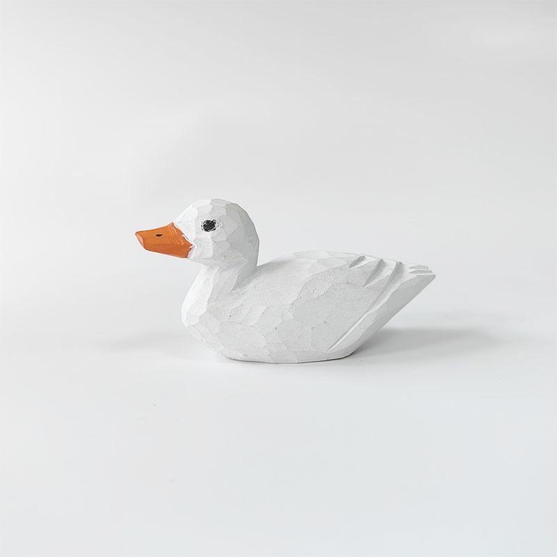 Hand-Carved Wooden Duck Ornament - Small Animal Decor for Creative Home Living Room